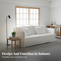 3-Seater Straight Couch Japanese aesthetic Contemporary 3-Seater Settee Removable and cleanable Cover Sofa for Families, partners, Studio, Lounge Area