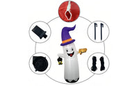 Inflatable Inflatable Ghost with Witch Hat Outdoor Inflatable Ghost Weather-Resistant Yard Decoration Spooky for Homeowners, Families, Lawn, Porch