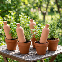 4 Pieces Slow-Release Terracotta Olla Porous Irrigation Bottle Outdoor Self-Watering Bottle Indoor for Gardeners, Travelers, Potted Plants