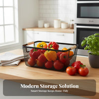 Wire Mesh Carrier with Wooden Handles Easy to Carry Organizer Bin Rust-Resistant