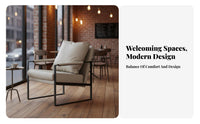 Modern Minimalist Design Cushioned Loveseat and Chair Group Thick Cushions Metal Frame Loveseat and Table Set High-Rebound Cushion Commercial Furniture Ergonomic Design for Interior Designers, Homeowners, Families, Coffee Shop, Bar, Hotel, Lounge Area
