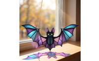 Stained-Glass Style Chiropteran Suncatcher Halloween Acrylic Chiropteran Ornament Gothic Window Decoration with Chain Spooky