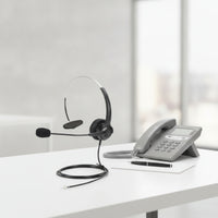 Over-the-Head Headset with Adjustable Extendable Audio Pickup Wired Single Ear Headset Hands-Unrestricted Professional for Office Workers, Call Centers