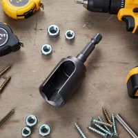 Open Side Nut Driver Deepened Design Extended Deep Bit CR-CR Alloy 1/4 Inch Hex Shank Driver for Mechanics, Technicians, Workshops, Construction