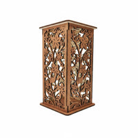 Wooden Vase Cut Pattern Carved Wooden Vase Lightweight Floral Holder for Living Room, Tabletop, Shelf