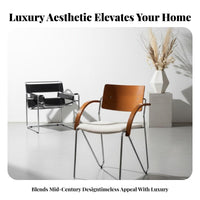 Upholstered Seat Bauhaus Aesthetic Armchair Thickly Padded Dining Chair Vintage Inspired Home Seating Ergonomic Design for Homeowners, Interior Decorators, Families, Living Room, Bedroom, Office, Kitchen