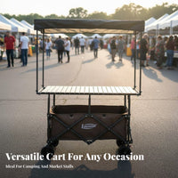 Foldable Utility Cart with Table Sets Up in Seconds Street Vending Cart Folding Vendor Stall Sturdy Construction for Camping