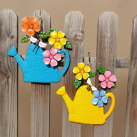 Watering Can Wall Art Handmade Metal Watering Can Decor Iron Flower Wall Decor Outdoor Floral Hanging Plaque Easy to Hang