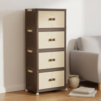 Installation-Tool-Less Foldable Storage Cabinet Large Capacity Multi-Layer Plastic Wardrobe Quick Assembly Stackable Organizer with Doors Heavy-Duty for Children, Students, Bedroom, Living Room