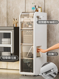 兴起卫生间置物架浴室夹缝柜洗手间收纳柜厕所储物柜马桶侧边柜窄 【18CM宽-四层】免安装-底部可做垃圾桶 两侧可抽纸