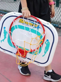 悬挂式儿童篮球框 室内可折叠卡通篮球筐 绑柱子篮球架 小孩玩具 37cm折叠铁框+铁钩(可投标准球)鲨鱼