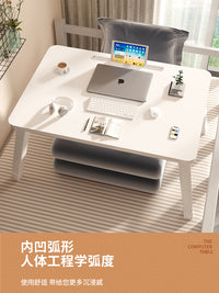 床上小桌子可折叠电脑桌儿童学习桌学生宿舍上铺写字桌板简易办公笔记本电脑支架桌家用炕桌地桌卧室飘窗书桌 【大号升级款】加粗大象腿-拉丝黑带卡槽+杯托70*40*28cm