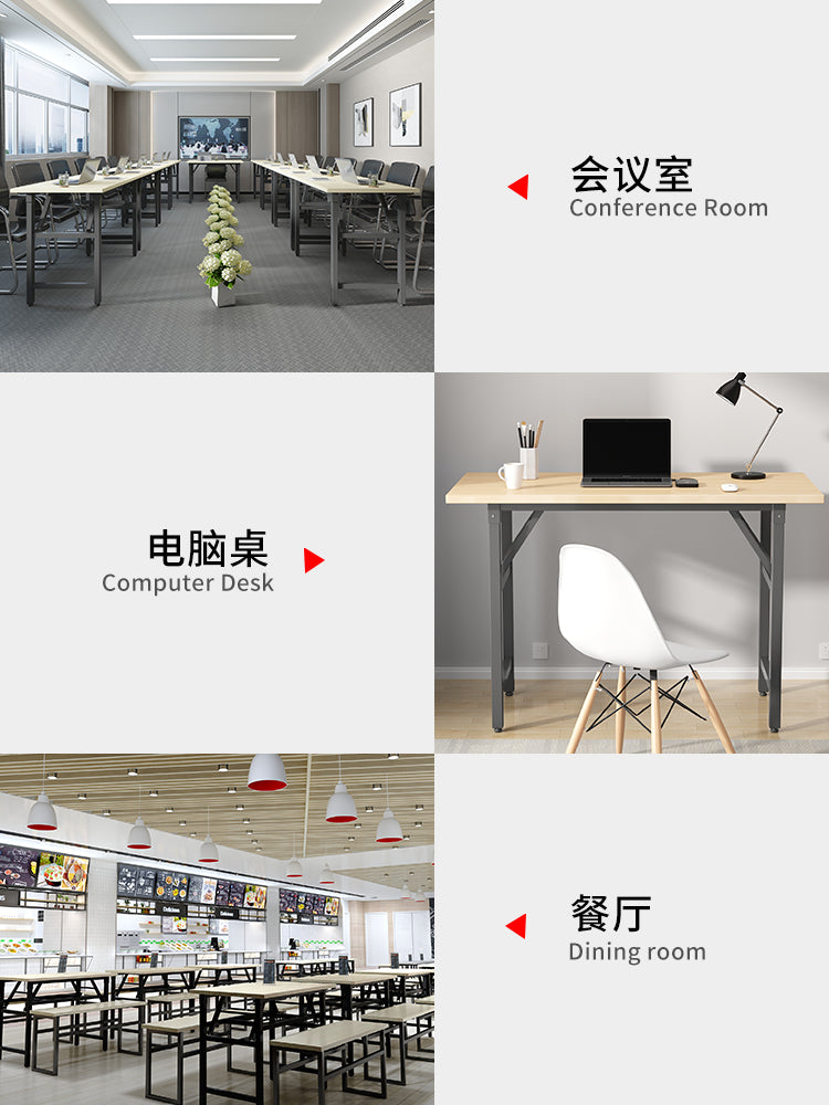可折叠电脑桌台式书桌家用办公桌卧室小桌子简易学习写字桌长方形 15mm加厚桌面【黑胡桃】100*60-加粗钢架-免安装