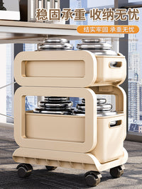 书包置物架可移动小推车书本收纳架神器家用多层学生放书包滑轮柜 灰白色-三层【1高+2矮】升级带轮可拆卸