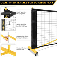 6.7m Pickleball Net with Wheels, Iron Pipe Frame for Outdoor Competition