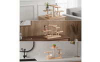 Multi-Tier Tiered Display Stand Solid Wood Wooden Display Stand Sturdy Desktop Organizer Rack Compact for Collectors, Decorators, Shop Window, Living Room, Bedroom