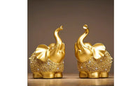 Gold Elephant Figurines Textured Elephant Ornaments Set