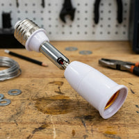 Bulb Holder for E27 Lamp with Flexible Gooseneck, Adjustable E27 to E27 Adapter for Directional Lighting, Heat Resistant up to 80°C, Swivel Base