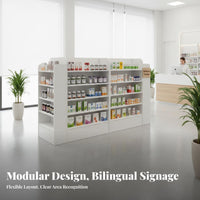 Pharmacy Display Cabinet Stable Structure Glass Medicine Shelf Large Capacity Medical Facility Storage Cabinet for Pharmacists, Shopkeepers