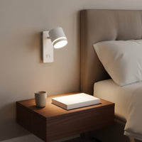 Built-in Switch Wall Lamp with Reading Light Modern Design Bedside Reading Light Adjustable Head Rotatable Wall Sconce Space Saving for Hotel, Study