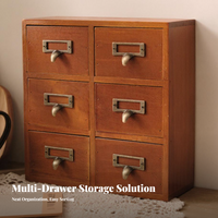 Library Card Catalog Cabinet Rustic Decor Desktop Organizer Compact Size Fully Assembled for Hobbyists, Students, Countertop