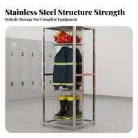 Firefighter Gear Rack Stainless Steel Construction Fire Station Uniform Rack 360° Rotation Rotating Turnout Gear Stand for Firefighters