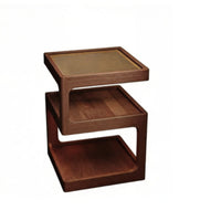 Space-Saving Bedside Storage Table Solid Wood Legs Number-Shaped Side Table Creative Design Nightstand Rounded Corners for Apartment Dwellers, Homeowners, Students, Bedroom, Small Areas, Corner Nook, Living Room