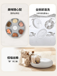 派旺湿粮自动喂食器零食冻干罐头猫条猫粮宠物猫咪狗定时投食出粮 甜甜圈pro-不锈钢盘【WIFI款/自带冰晶盒】