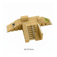 With Stairs Mini Fingerboard Skate Park Portable Fingerboard Ramp Set Sturdy Plastic Finger Skate Ramp Easy to Assemble for Boys