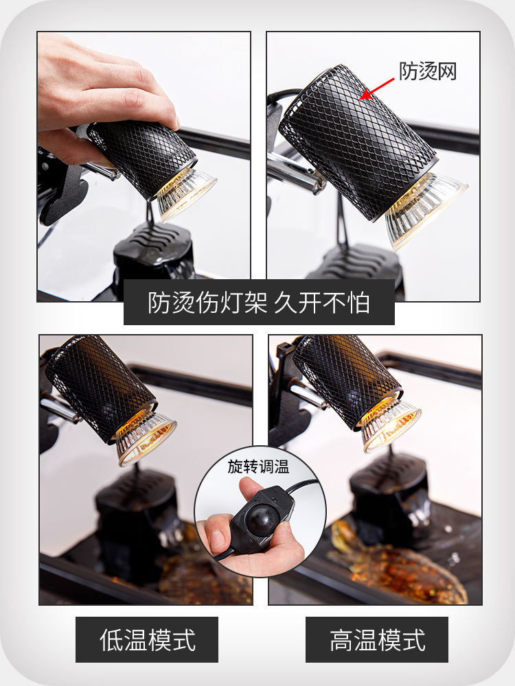 超白乌龟缸大型家用带晒台亚克力底部排水带盖玻璃生态鱼龟混养缸 50厘米套装一（4件装）送三件套