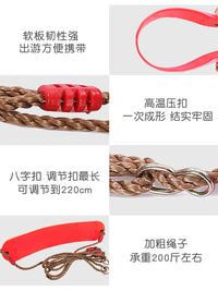 儿童秋千室内户外宝宝家用单杠免打孔荡秋千座椅吊绳塑料小孩软板 马卡龙蓝软板（户外套餐）