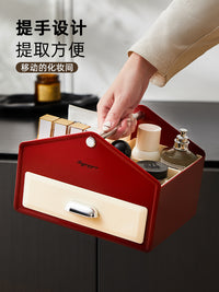 桌面化妆品收纳盒高级感梳妆台护肤品置物架分格抽屉式口红整理盒