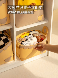 宝宝衣柜收纳神器可折叠衣服筐脏衣篮儿童玩具整理箱布艺盒子ins 咖色中号 柔韧毛毡 轻便柔软