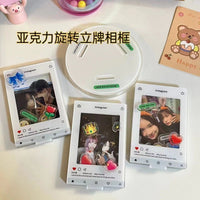 抖音同款ins亚克力旋转立牌相框创意3寸拍立得小卡转转相框emoji 其他尺寸 3卡位旋转立牌（含30个表情包）