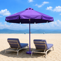 Garden Parasol, Wind-resistant, UV Protection, Water-repellent, Aluminum Alloy, Round, Handle-operated Opening/Closing