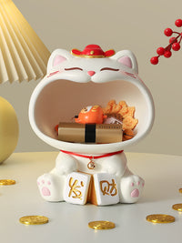 招财猫玄关钥匙收纳摆件入户鞋柜客厅家居创意装饰品乔迁新居礼物