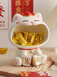 招财猫玄关钥匙收纳摆件入户鞋柜客厅家居创意装饰品乔迁新居礼物