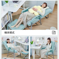 办公椅躺椅折叠午休家用卧室电脑椅办公室舒适懒人座椅沙发靠背椅 柠檬黄单椅子