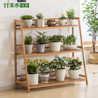 竹禾木生活花架楠竹室内外多层花架子客厅花盆架多肉落地花架阳台 加固型花架60cm长