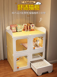 猫笼子家用室内猫窝猫厕所一体四季通用自由空间猫咪屋舍别墅猫笼 基础款：猫别墅+内置猫砂盆+猫砂铲 加长3层【106*46.5*116】餐厕分区 干净卫生
