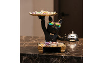 Dog Figurine Storage Tray Luxury Design Dog Statue Candy Dish Multi-Functional Design Resin Canine Sculpture Tray for Coffee Table, Reception Desk