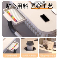 可折叠床上小桌子学习书桌笔记本电脑桌支架懒人卧室飘窗桌坑几大学生宿舍学生写字小桌板儿童看书课桌膝上桌 白色【折叠月牙桌】60*40*28cm