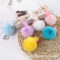Plush Ball Unicorn Keychain Pendant for Bags and Gifts