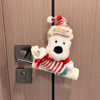 圣诞系列可爱西高地圣诞小狗门把手保护套入户防碰撞防静电护套 红帽红围巾（左开门）