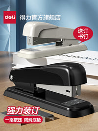 得力文具订书机标准型大小号加厚层办公商务白领用品省力定书机12号钉基础型学生资料纸手动多功能装订器0309 浅绿【平头款/订25页】-送1盒钉