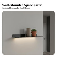 Minimalist Design Metal Luminous Shelf Soft Gentle Light Backlit Wall Shelf Easy Installation LED Display Ledge High Load Capacity for Living Room, Bedroom, Office