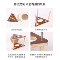 猫抓板木质猫抓球猫咪手实木猫爬架滚轮跑步机猫抓柱滚球减肥 柠檬黄大号