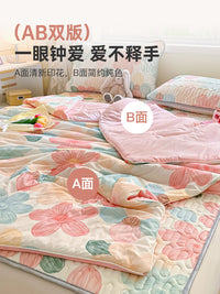洁丽雅凉感冰丝夏被空调被可机洗2025新款被子夏季被芯单人夏凉被 双人夏被：200*230cm【凉感加倍 亲肤可裸睡】 芭提雅+浅灰【整张纤维填充 A类标准】可机洗