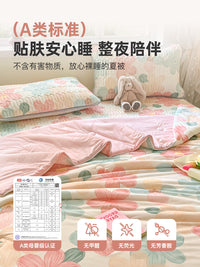 洁丽雅凉感冰丝夏被空调被可机洗2025新款被子夏季被芯单人夏凉被 双人夏被：200*230cm【凉感加倍 亲肤可裸睡】 芭提雅+浅灰【整张纤维填充 A类标准】可机洗