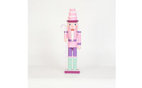 Nutcracker with Candy Cane Hand-Painted Wooden Nutcracker Festive Statue for Christmas Display, Shelf